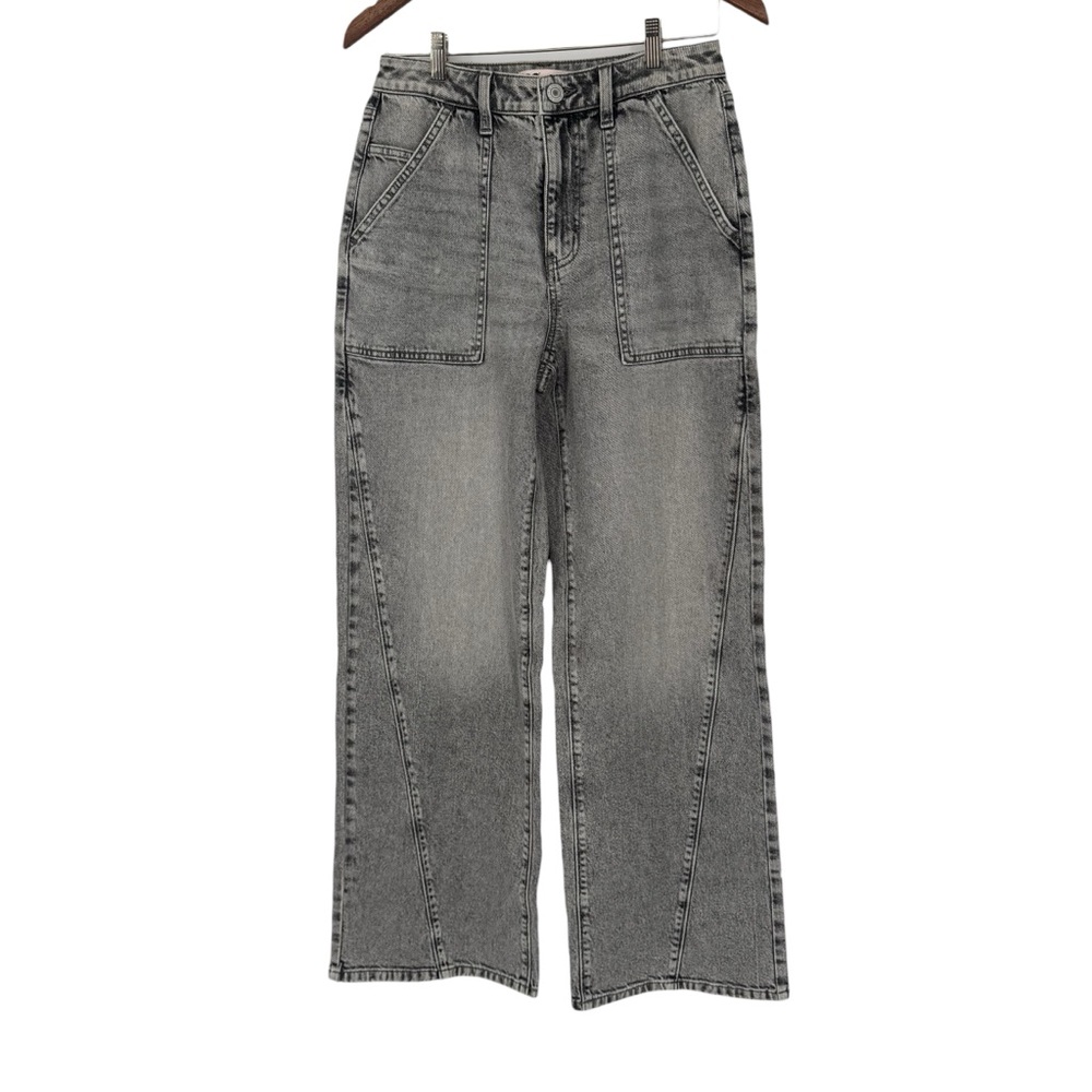 NWOT SO High-Rise Wide Leg Gray Punk Grunge Wash Indie Sleeze Denim Jeans 7/28